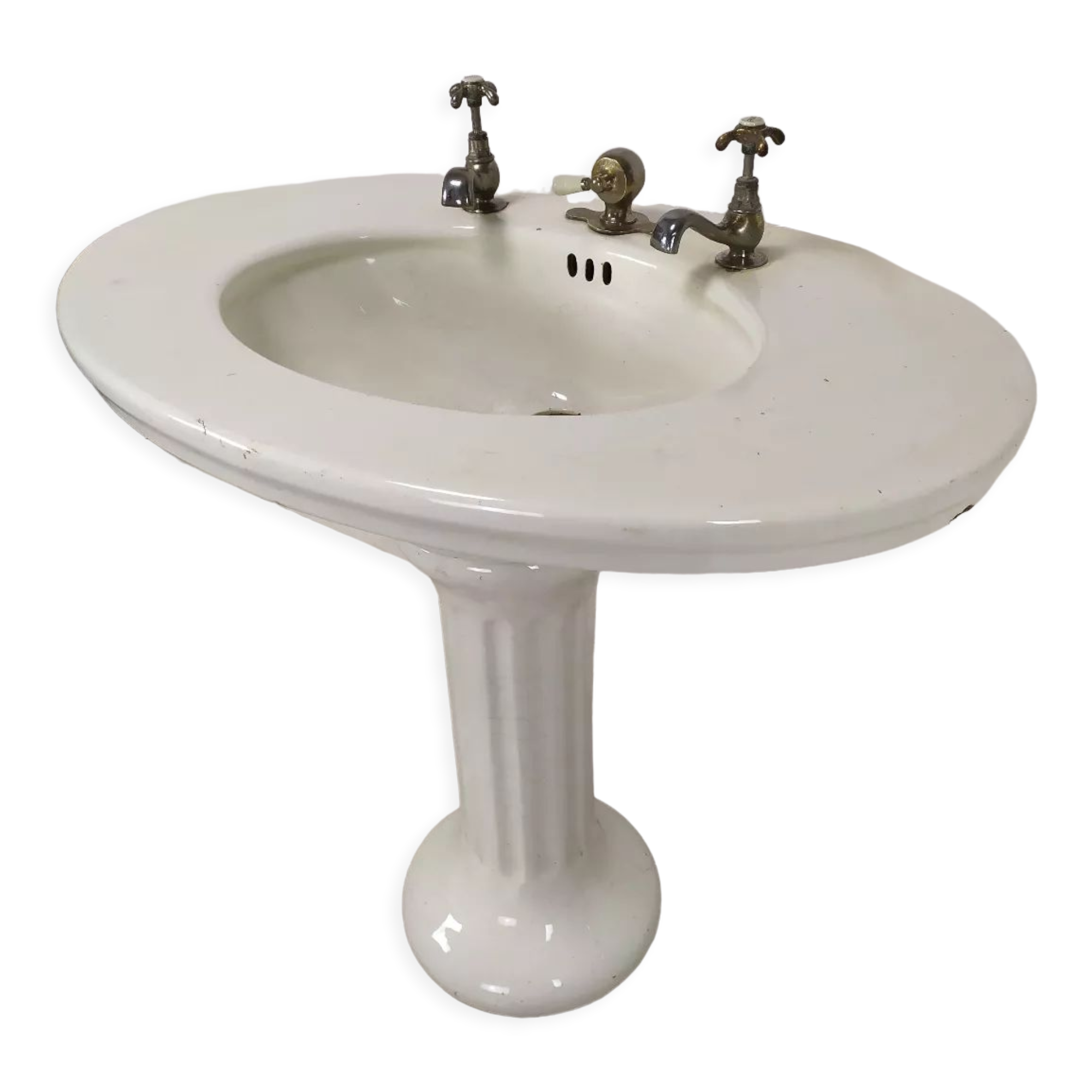 Vasque évier porcelaine sur pied