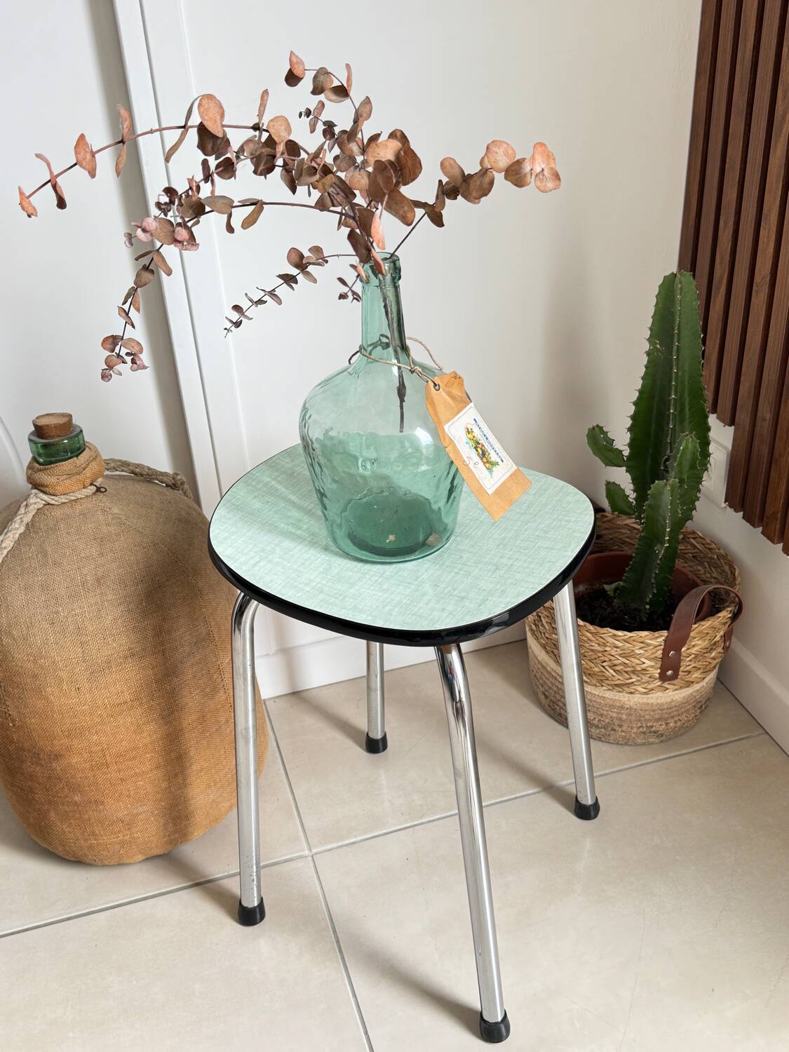 Vintage green Formica stool