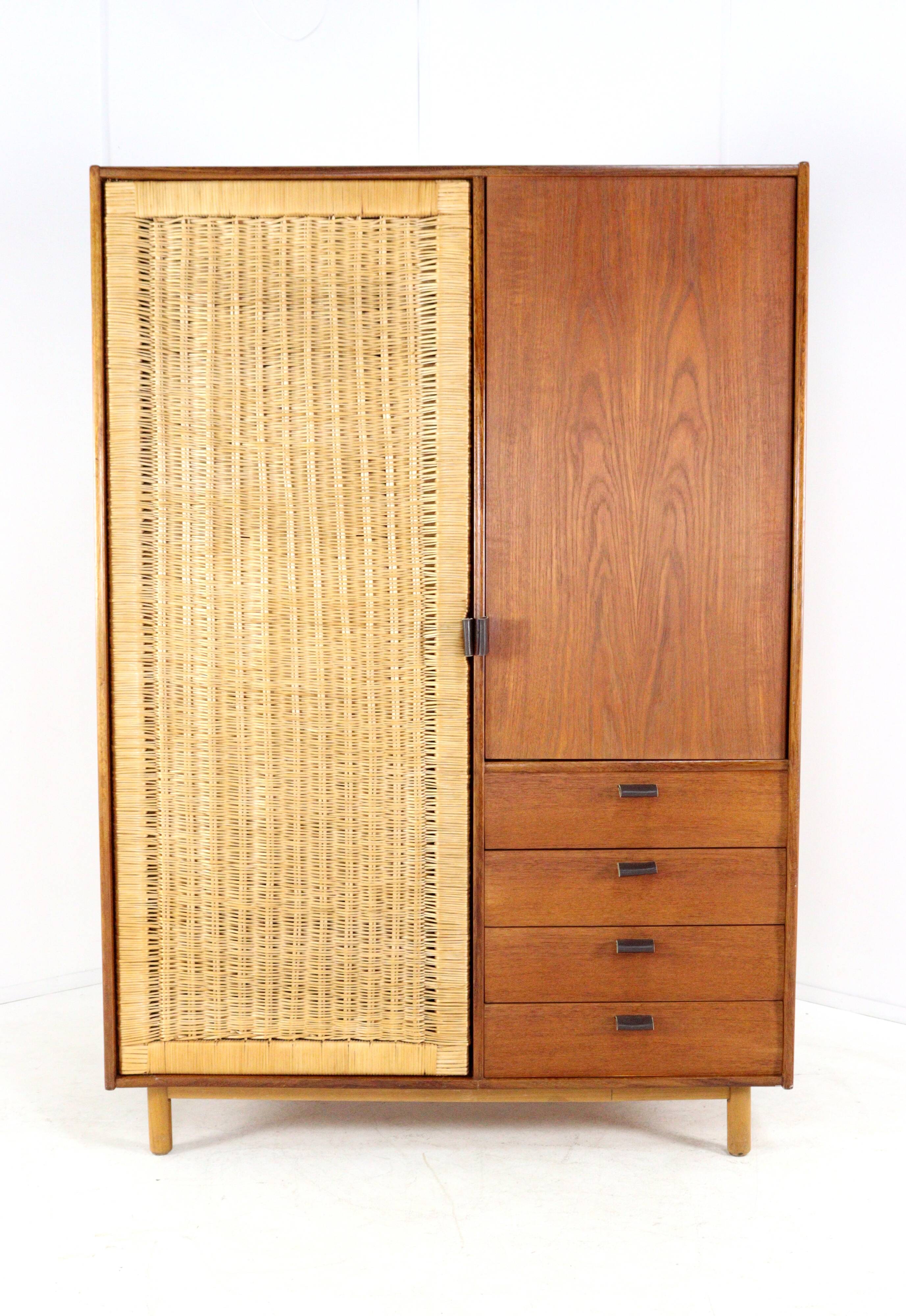 Sebastian Muggenthaler wardrobe - teak & Wicker - rare mid century design
