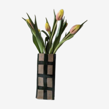Check, Stripe & Gingham Large Square Vases - Green