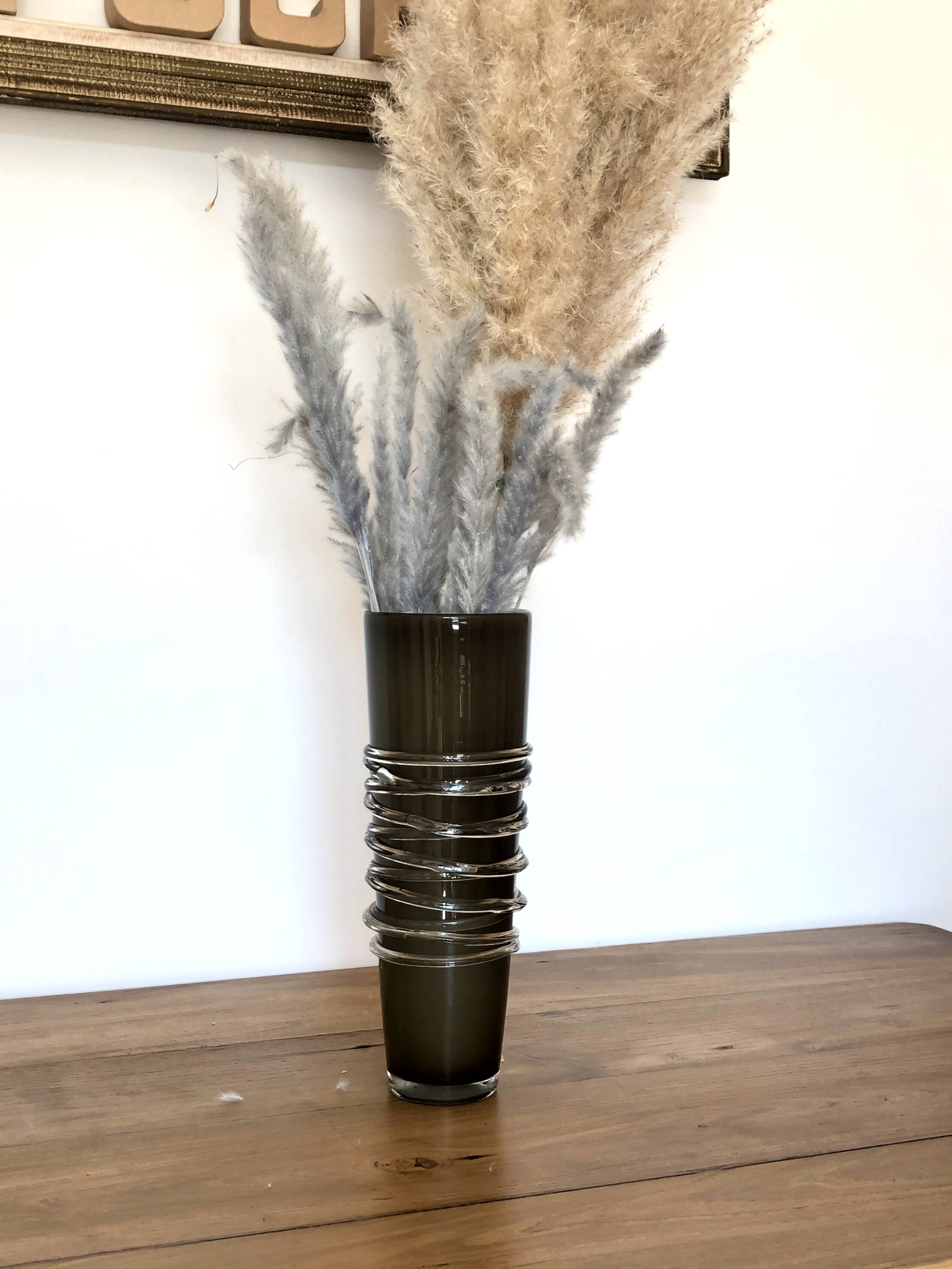 Vase en verre, vert / gris