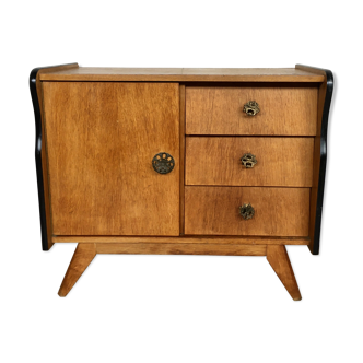 Meuble tv hifi enfilade style scandinave 1960 vintage chêne pieds compas