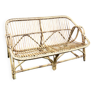 Banquette canapé rotin