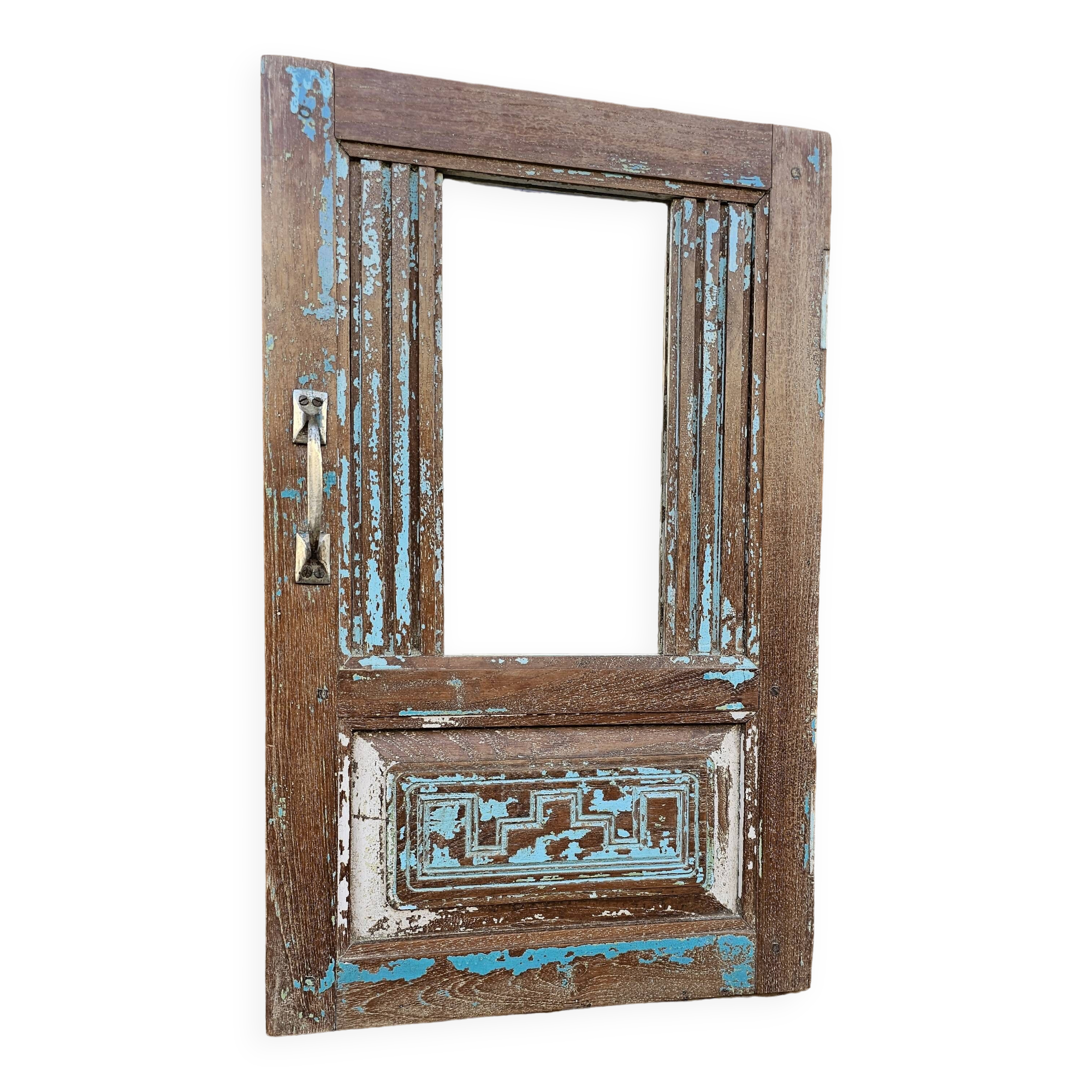 Burmese teak window mirror