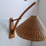 Adjustable wooden wall lamp 1960s by Pokrok Žilina, Czechoslovakia.