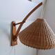 Adjustable wooden wall lamp 1960s by Pokrok Žilina, Czechoslovakia.