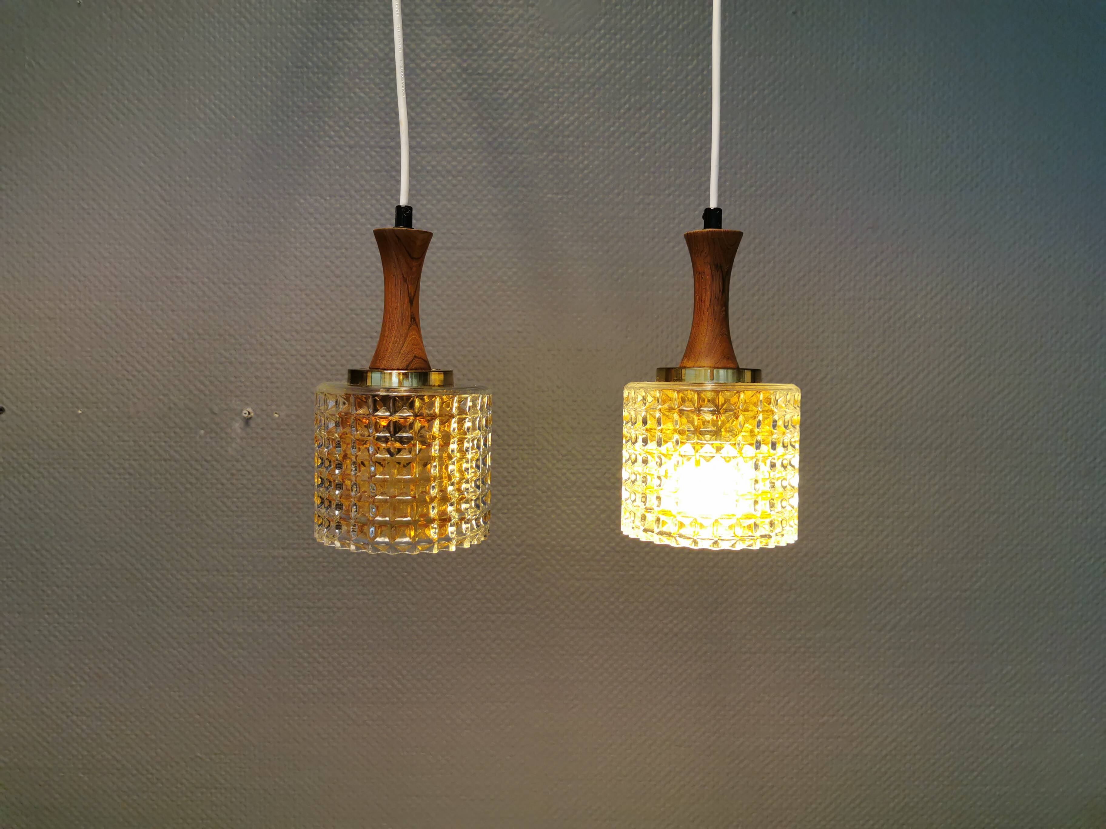 Hanging lamps from Swedish Orrefors 1970s in crystal glass