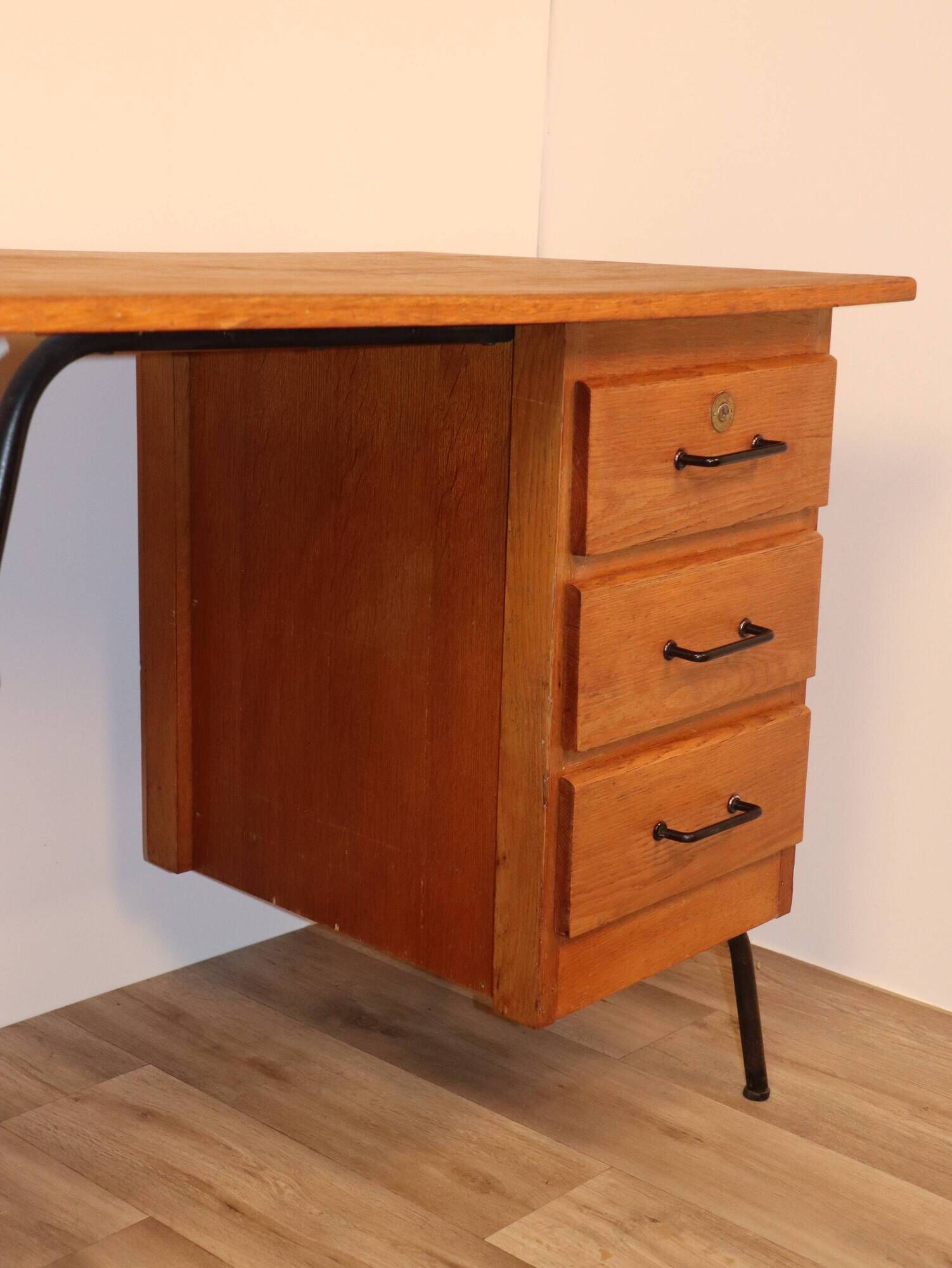 Vintage Spirol wooden and metal desk 1950