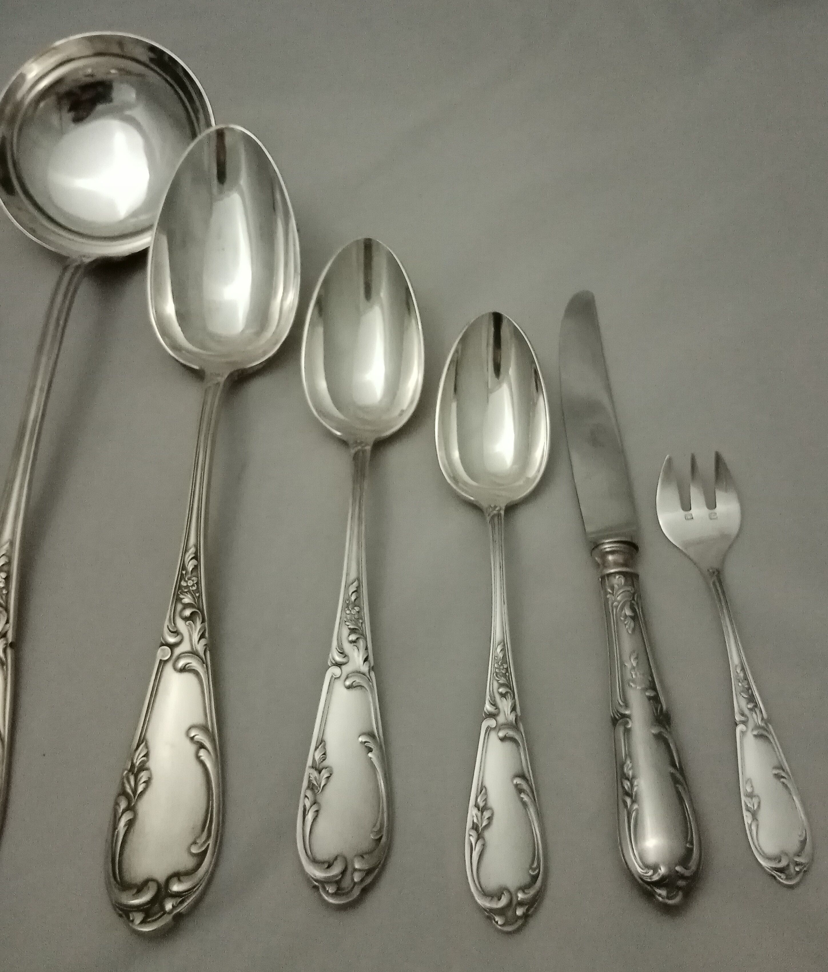 Housewife SFAM model Chambly rocker Louis XV silver metal wooden box