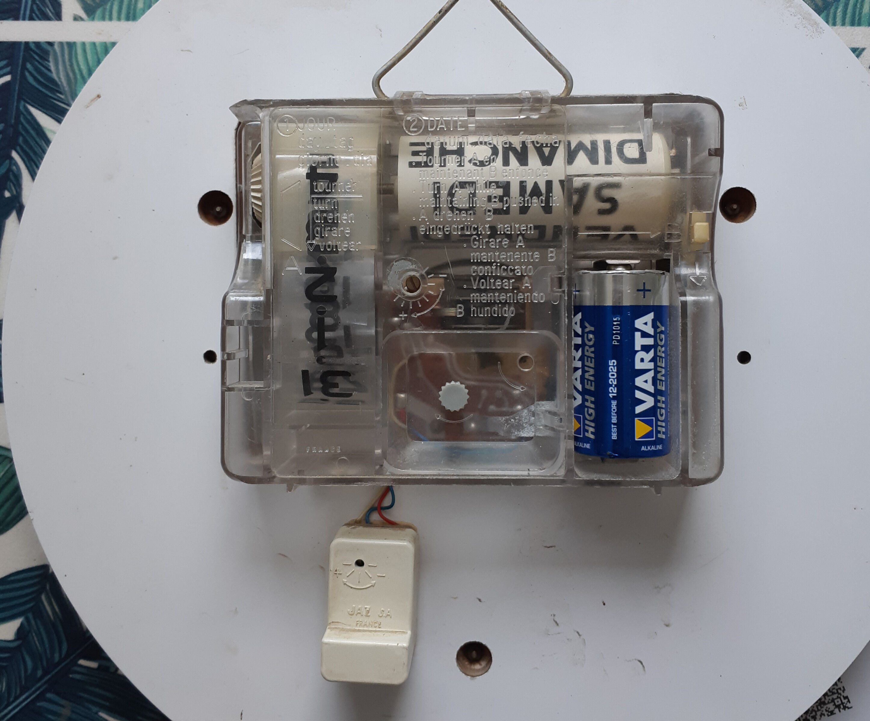 Vintage Jaz clock in formica and brass