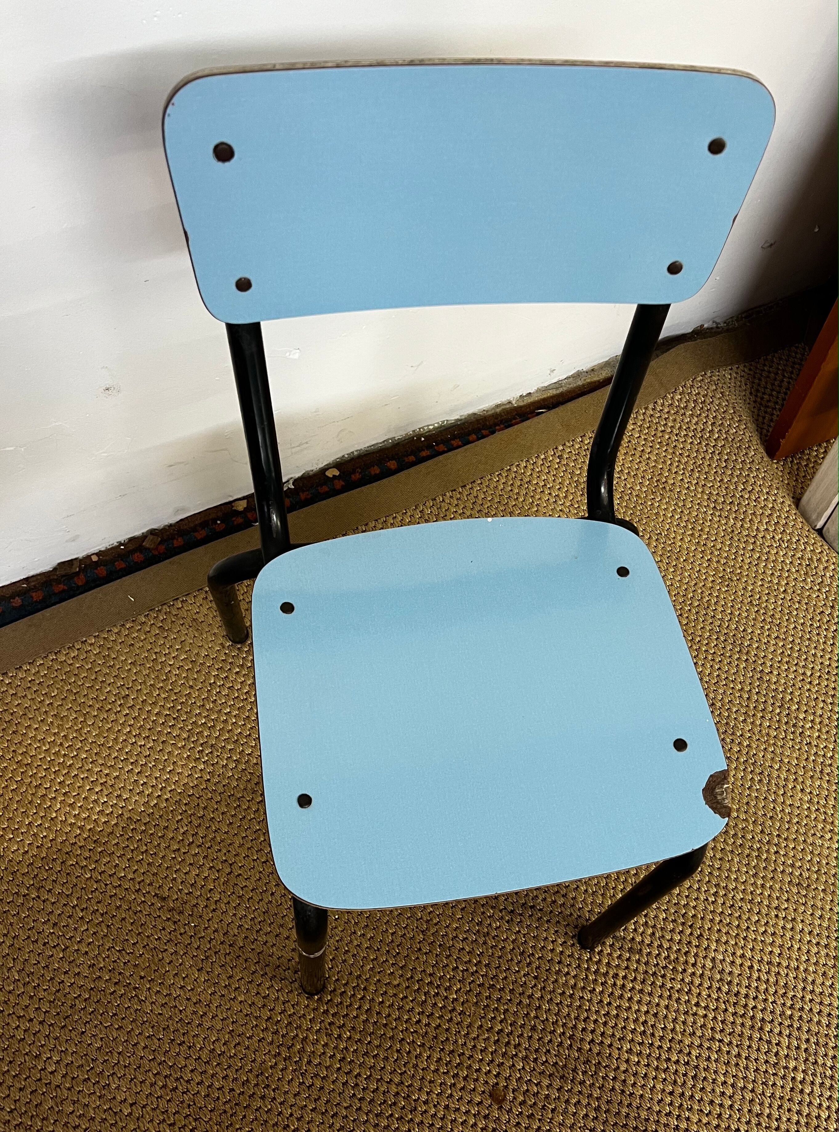 Blue formica table & chairs set