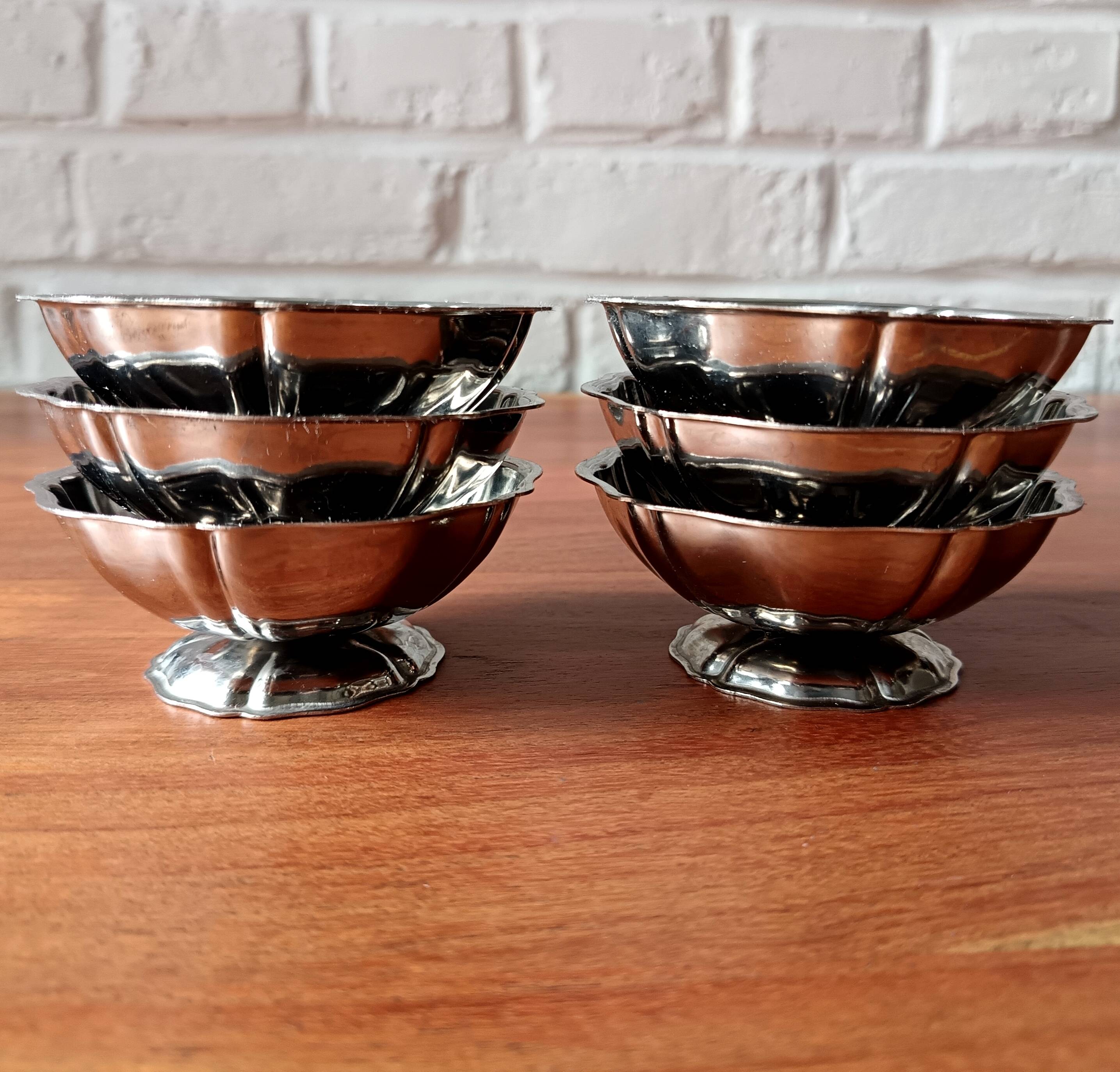 6 coupes à glace en acier inoxydable vintage