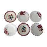 6 vintage faience plates mismatched