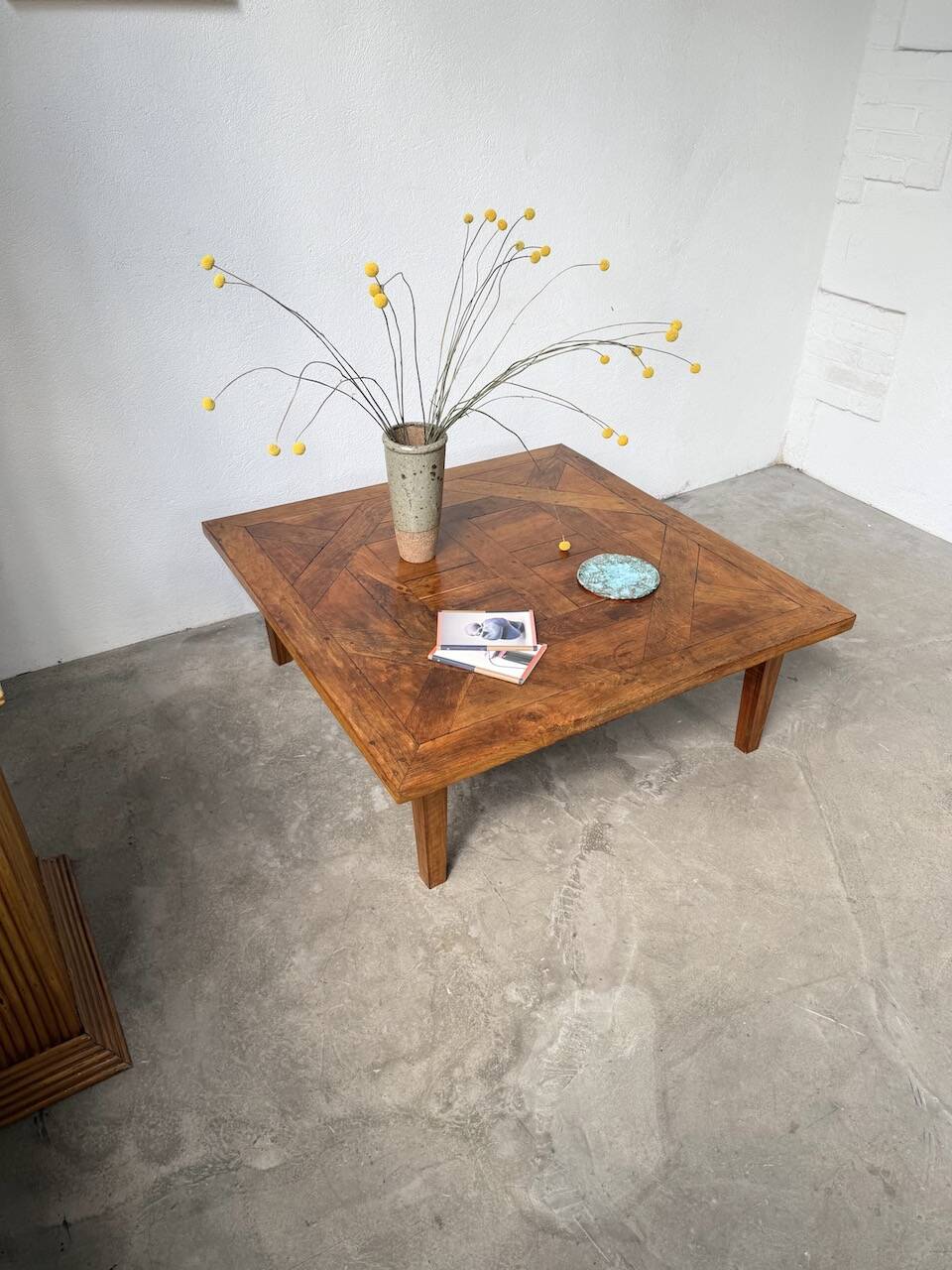 1940s inlaid oak coffee table