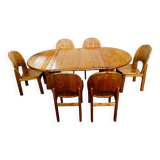 Large Scandinavian pine table - 6 chairs