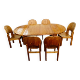 Grande table scandinave en pin - 6 chaises