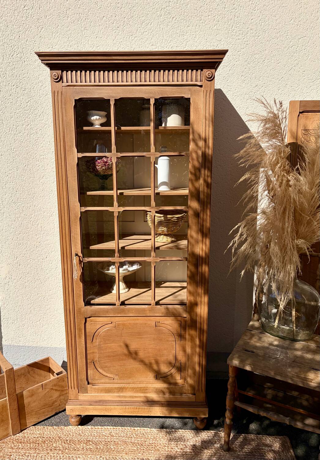 Raw wood display cabinet