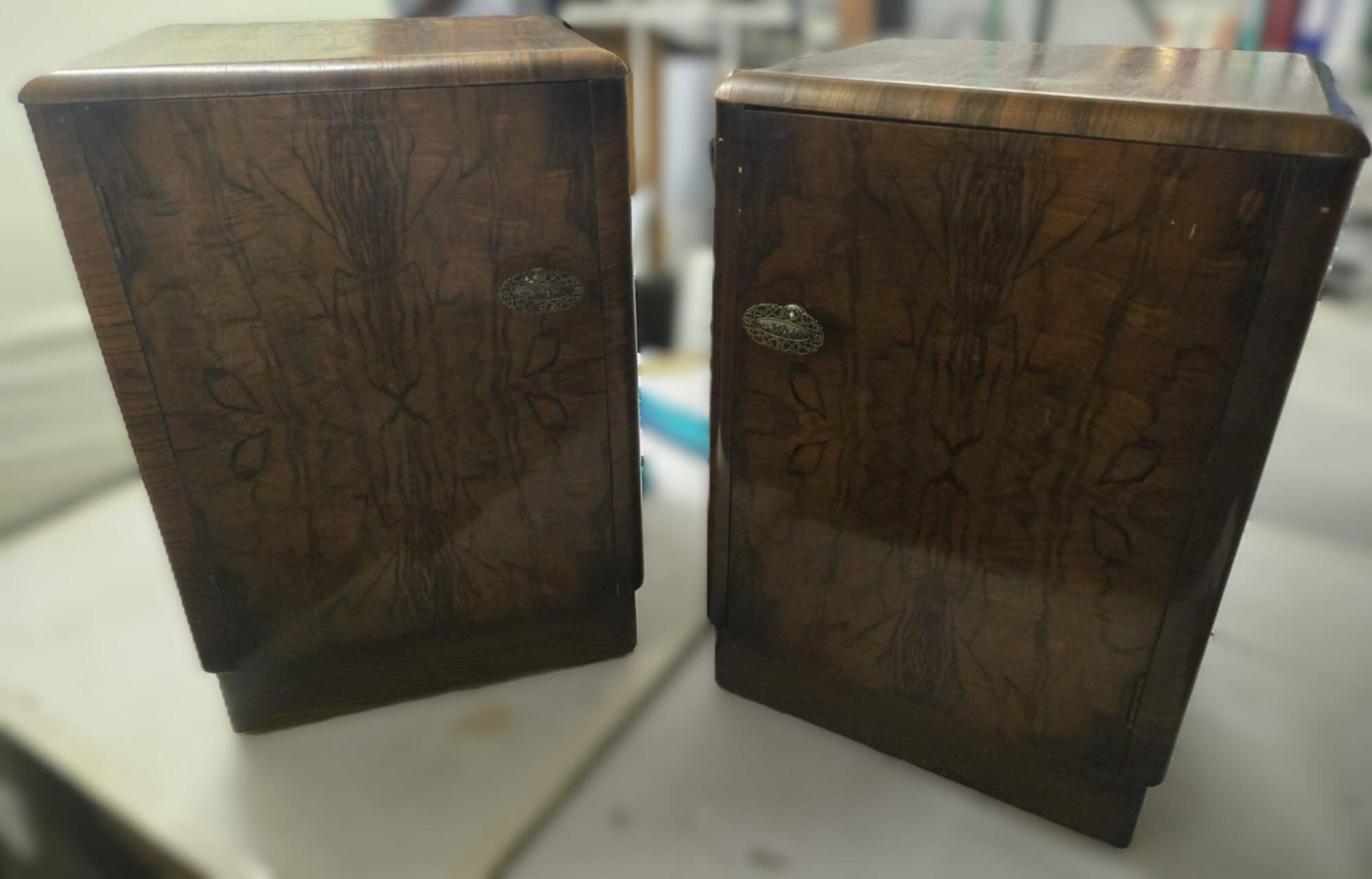 Elegant Vintage Wooden Bedside Tables – Eastern Europe / England