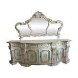 Rococo style white wooden sideboard