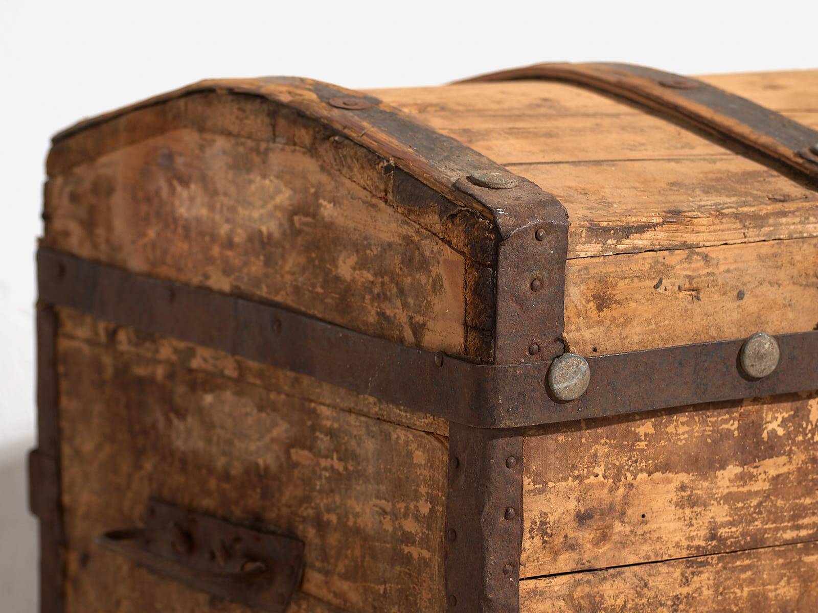 Large antique washed wooden trunk (c.1900) #66