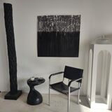 Sofa end in solid wood monoxyl organic shape black color