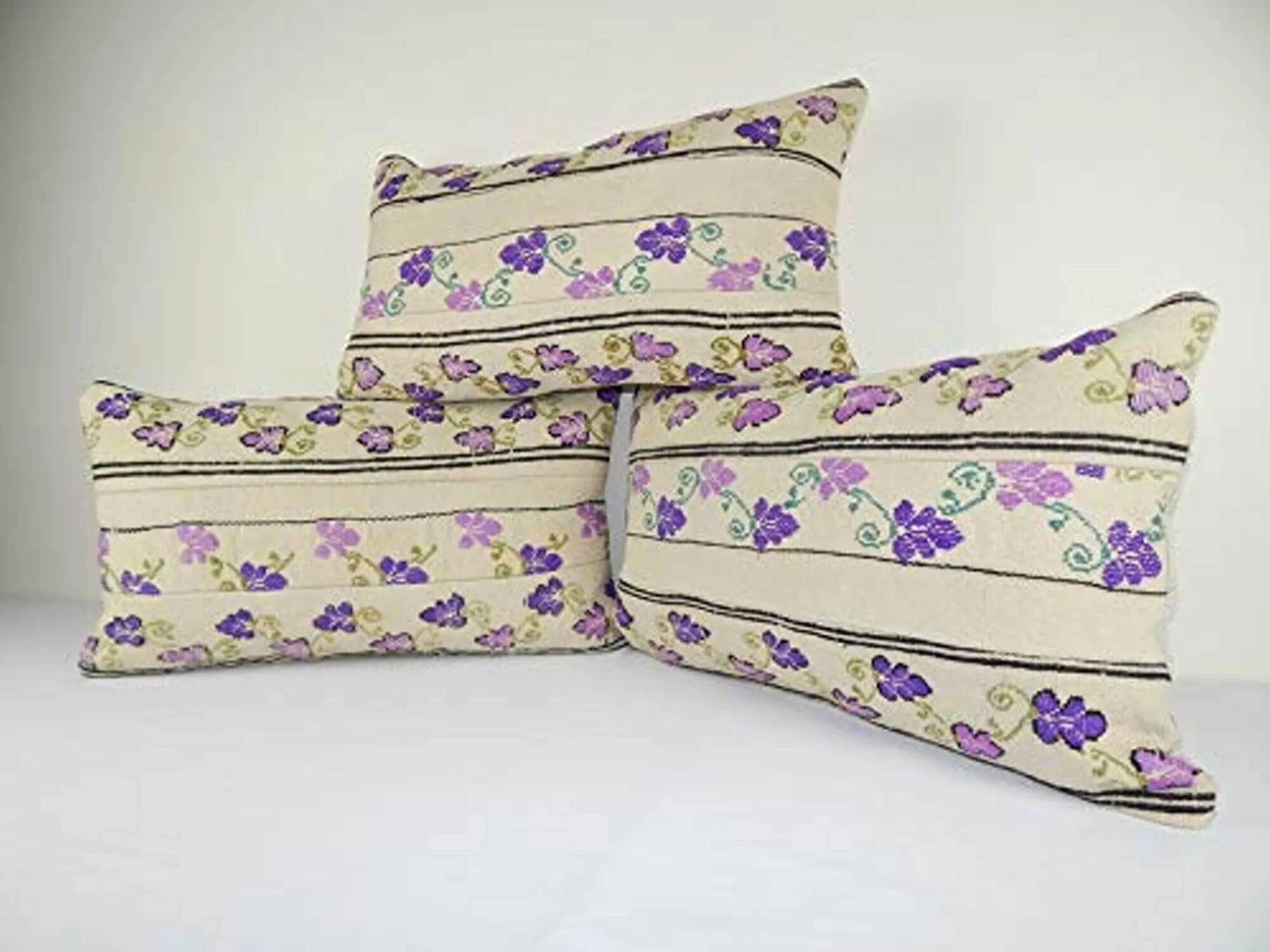 Set of 3 vintage kilim cushion covers 61x36 cm