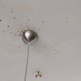 70's pendant light, partially sandblasted molded glass