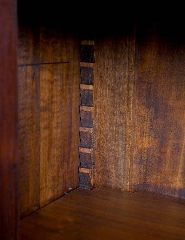 Showcase in precious wood marquetry, Louis XV Transition style.