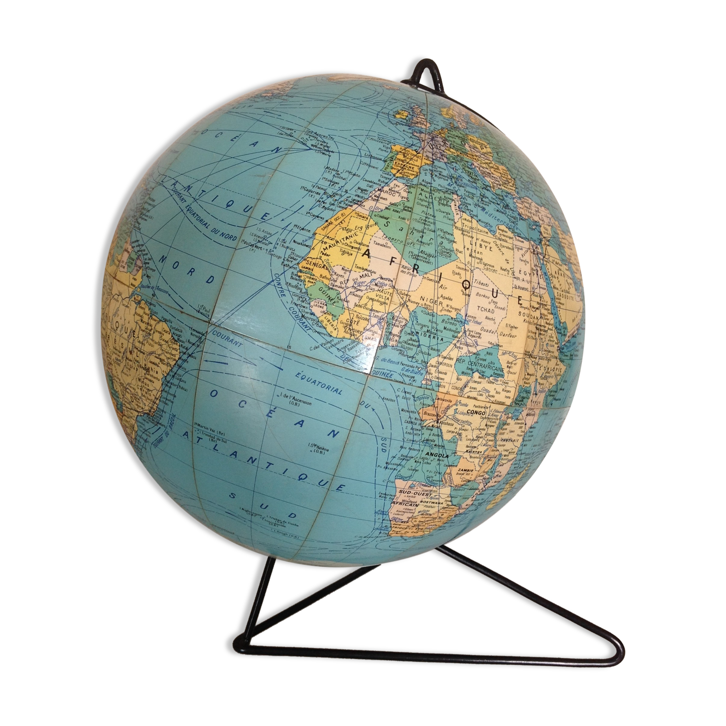 Girard Barrère cardboard globe with tripod foot /vintage 50-60s