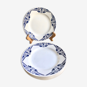 5 assiettes dessert Art Deco