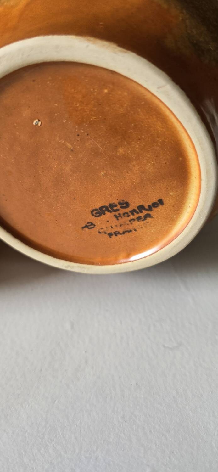Henriot Quimper stoneware sugar bowl