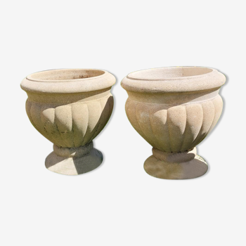 Lot de 2 jardinière béton/sable style classique– années 80