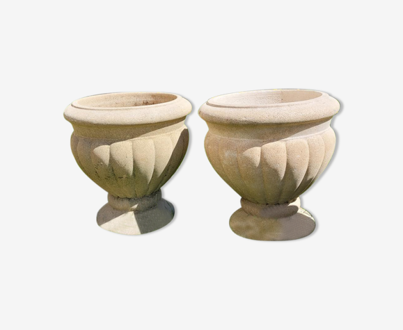 Lot de 2 jardinière béton/sable style classique– années 80