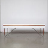 Low white presentation table or bench