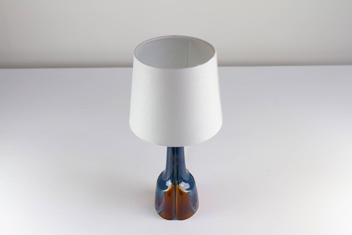 Danish Modern Blue and Brown Ceramic Table Lamp by E. Johansen for Søholm, 1960s