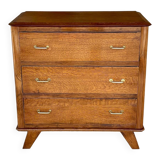 Commode vintage en noyer, pieds compas , circa 1950s
