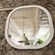 Scandinavian Space Age mirror in patinated white wood, 1970s