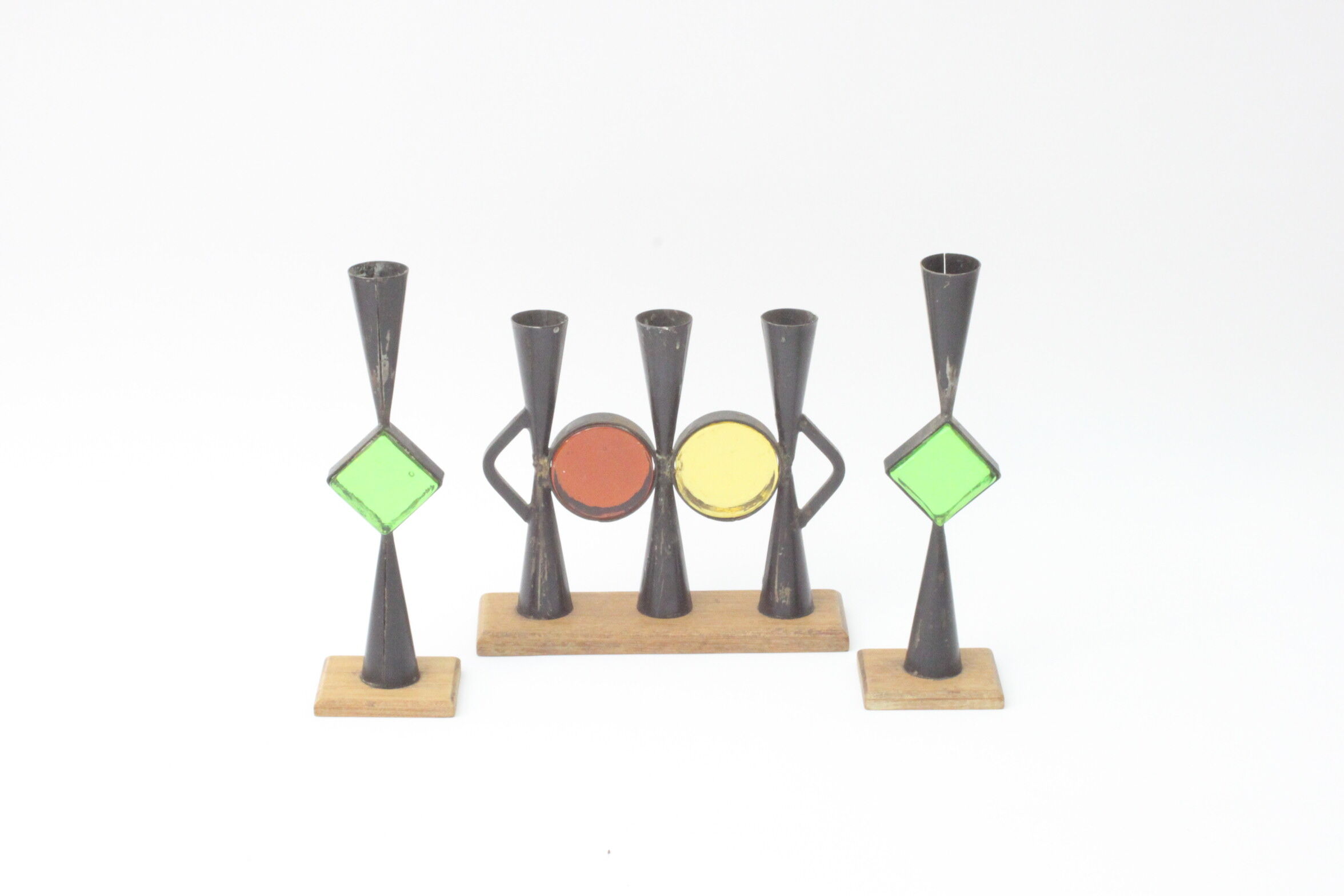 Wrought iron candle holders by Erik Hoglund & Pierre Forsell  for Bo Svensk, Sweden 1950s.