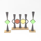 Wrought iron candle holders by Erik Hoglund & Pierre Forsell  for Bo Svensk, Sweden 1950s.