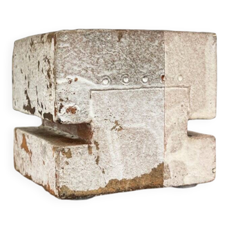 Klaus Lehmann, Cubist art sculpture in postmodern German brutalist ceramic Studio Pottery no. 337 81, 1981