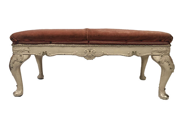 Bench in cream lacquered wood in rococo style, mid-twentieth century