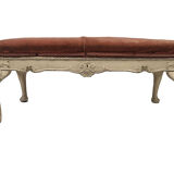 Bench in cream lacquered wood in rococo style, mid-twentieth century