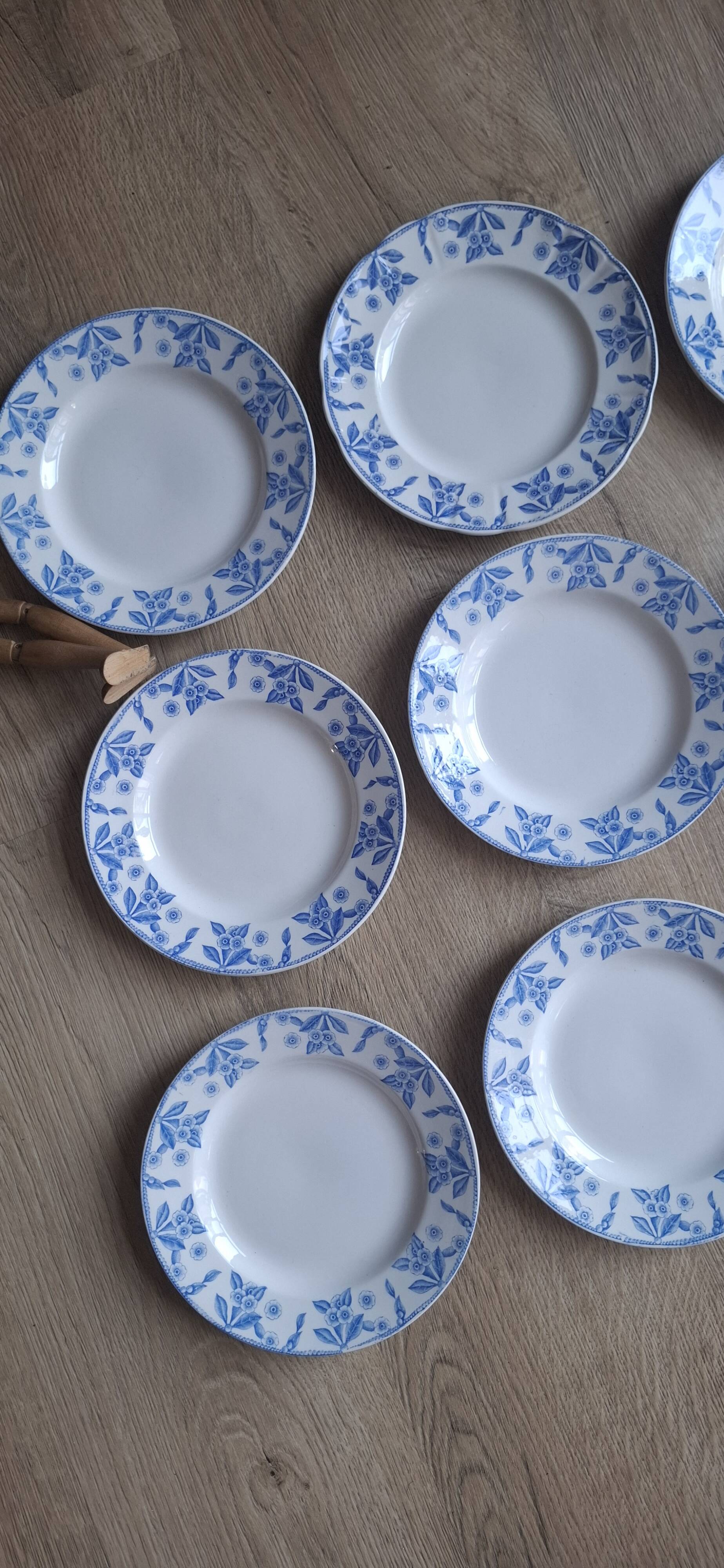 Set of 9 Dux Boch blue dessert plates, 1960