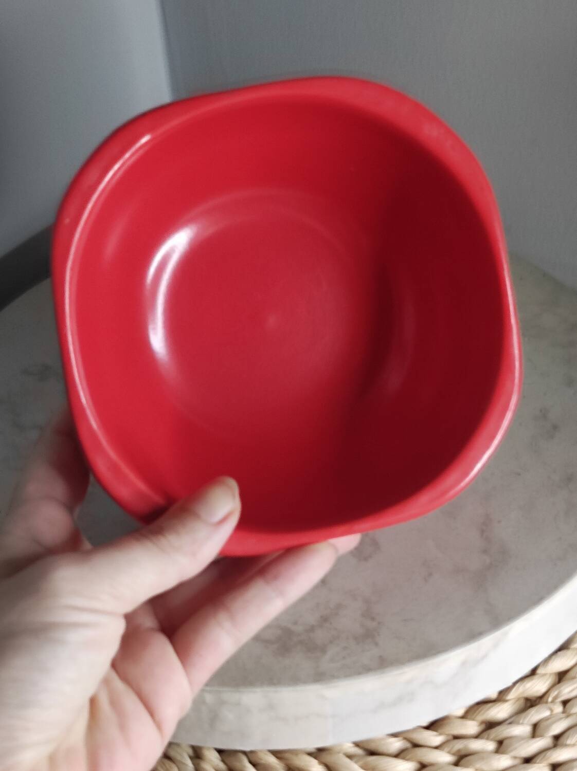 Red ceramic bowl