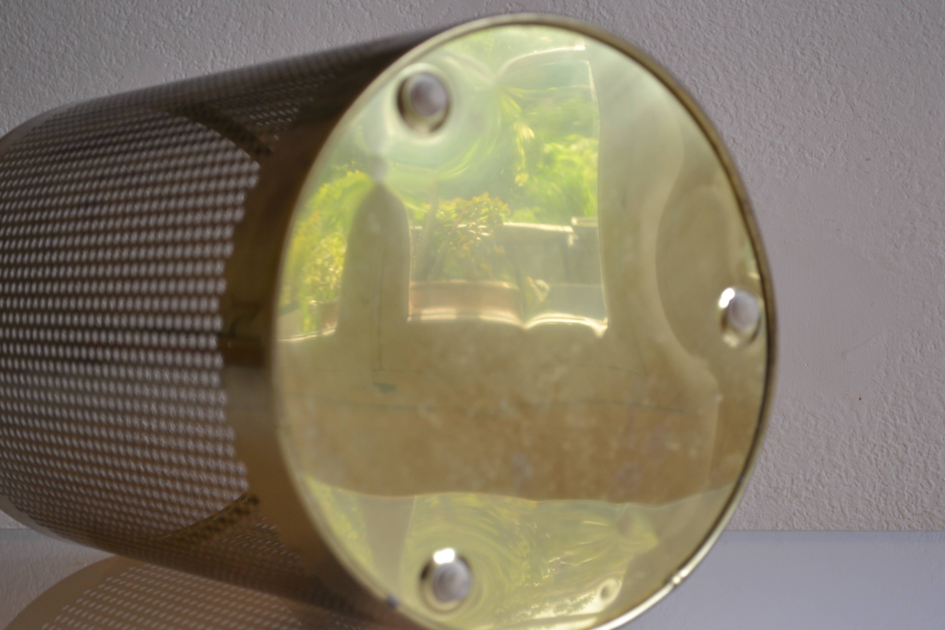 Postmodernist perforated brass wastepaper basket 1980 Memphis