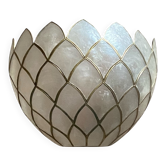 Vintage capiz shell wall light half moon 1950s 1960s