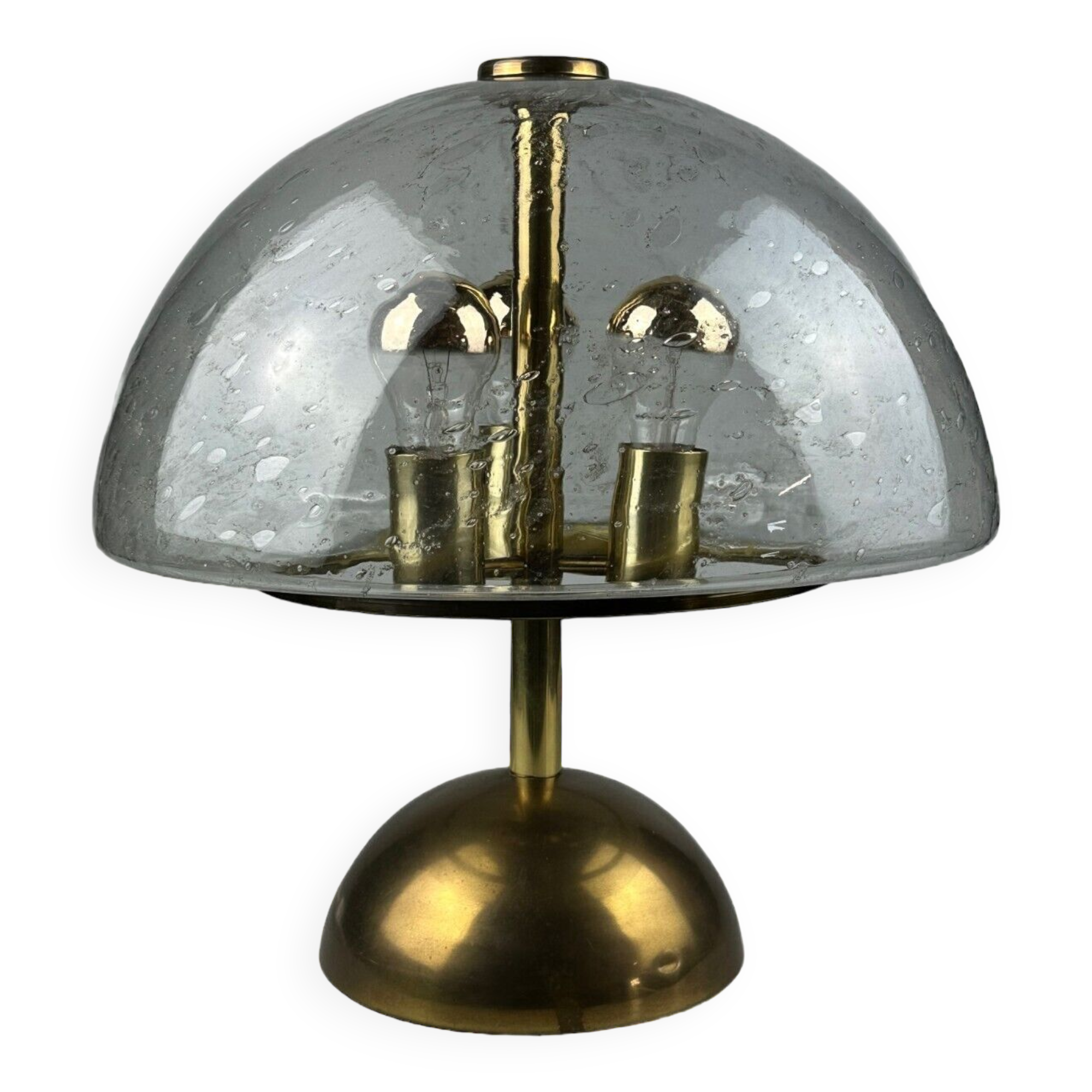 60s 70s table lamp by Doria Leuchten Germany glass brass Space Age