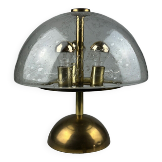 60s 70s table lamp by Doria Leuchten Germany glass brass Space Age