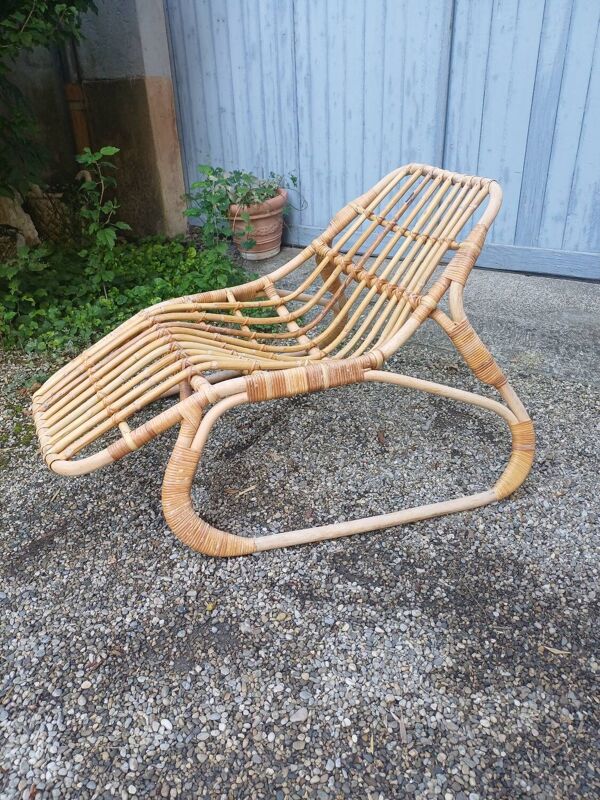 Fauteuil,  chaise longue rotin Ikea vintage
