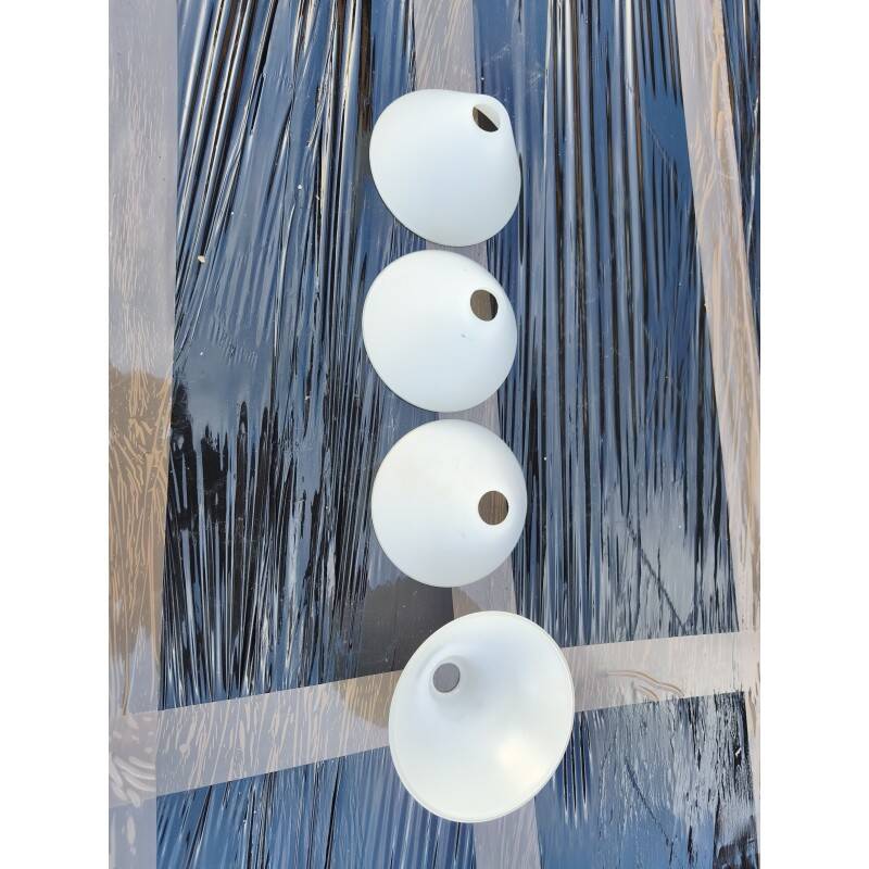 4 white opaline glass tulips from the 1960s